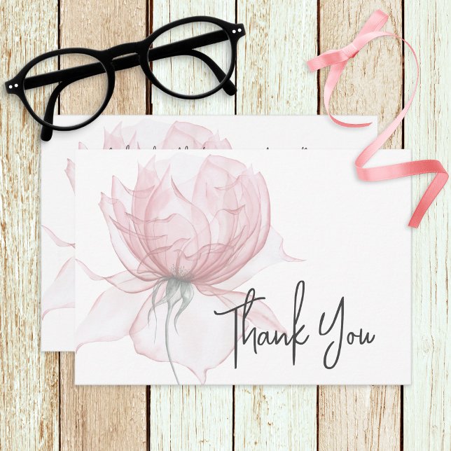 Modern Watercolor Pink Floral Wedding Thank You Card (Creator Uploaded)