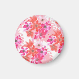 Modern Watercolor Pink Flowers  Magnet