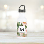 Modern Watercolor Pink Flowers Monogrammed  532 Ml Water Bottle<br><div class="desc">Modern Watercolor Pink Flowers Monogrammed</div>