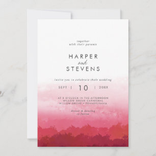  Modern Watercolor   Pink Front and Back Wedding Invitation