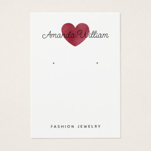 Modern watercolor Pink Heart earring Display card 