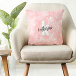 Modern Watercolor Pink Monogram Throw Pillow<br><div class="desc">A soft blush pink watercolor backdrop provides the canvas for a cute and contemporary monogram pillow, featuring initials and name. The monogram's black and white colour palette, composed of clean modern fonts mixed with a script font, exudes a simple yet fun charm. Whether you want to use your first name...</div>