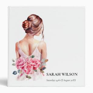 Modern Watercolor Pink Wedding Gown Bridal Shower  Binder