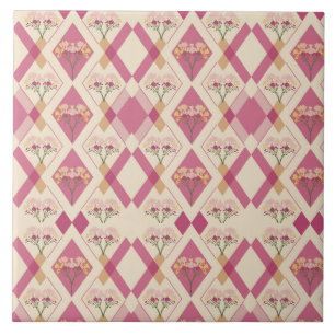 Modern watercolor  pink yellow florals4 tile