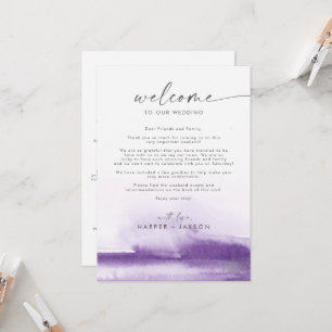 Modern Watercolor Plum Welcome Letter & Itinerary