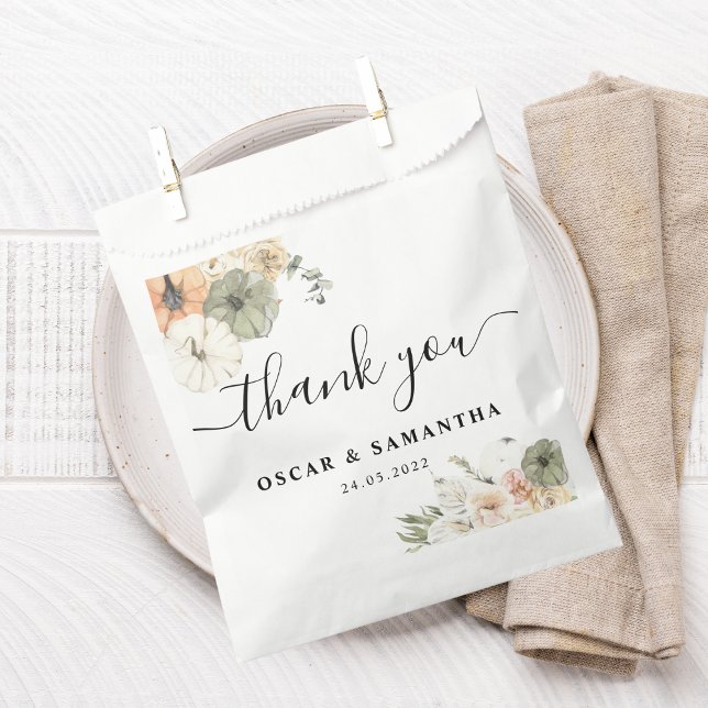 Modern Watercolor Pumpkins & Flowers  Favour Bag (Creator Uploaded)