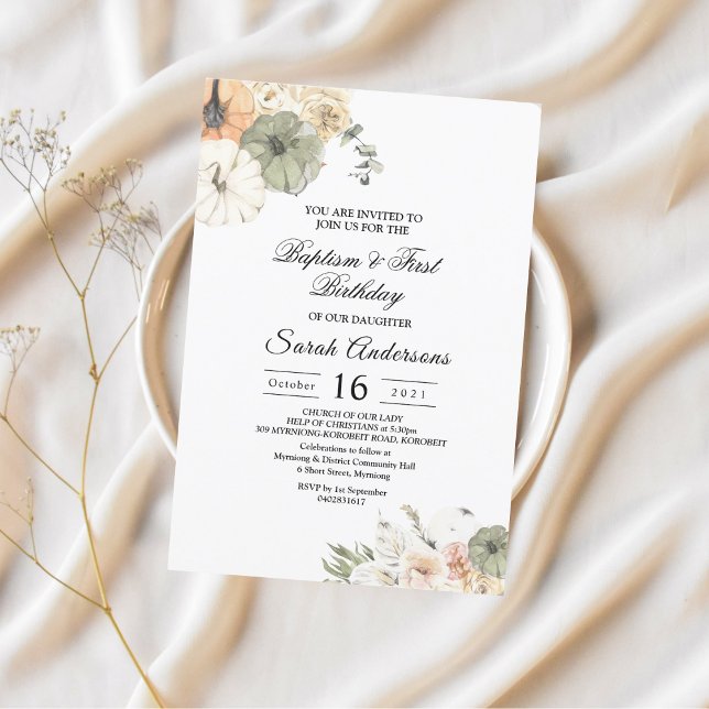 Modern Watercolor Pumpkins & Flowers  Invitation (Creator Uploaded)
