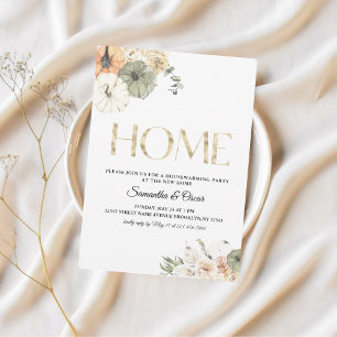 Modern Watercolor Pumpkins & Flowers Save The Date