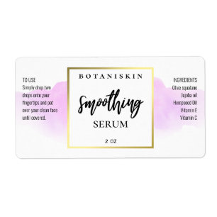 Modern Watercolor Purple And White Serum Labels