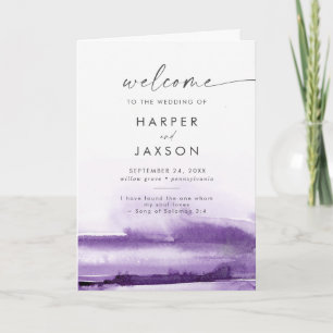 Modern Watercolor   Purple Folded Wedding Program