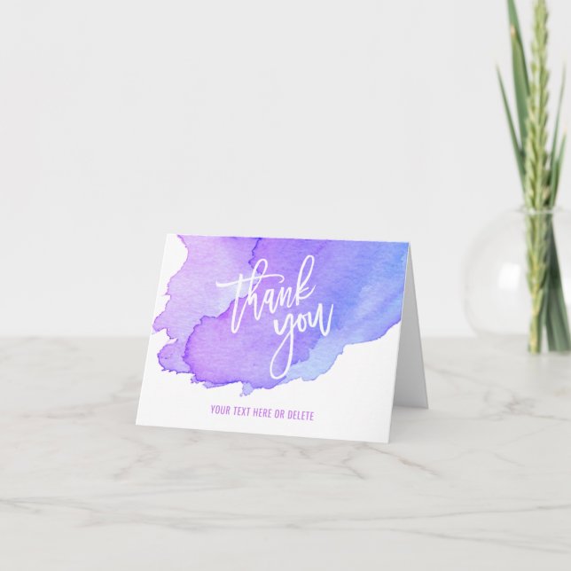 Modern Watercolor Purple Lavender | TEXT Thank You Card (Front)