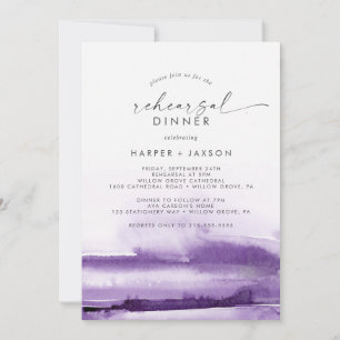 Modern Watercolor   Purple Rehearsal Dinner Invitation