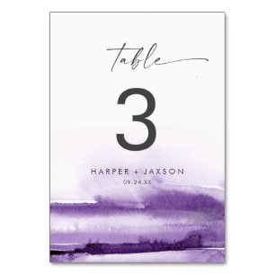 Modern Watercolor Purple Table Number