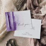 Modern Watercolor | Purple Thank You Card<br><div class="desc">This modern watercolor purple thank you card is perfect for a stylish contemporary wedding. The minimalist, classic and elegant design collection features simple water colour paint brush strokes in pretty jewel tones. Personalize the back of the card with your names, and a thank you message. Alternatively, leave the thank you...</div>