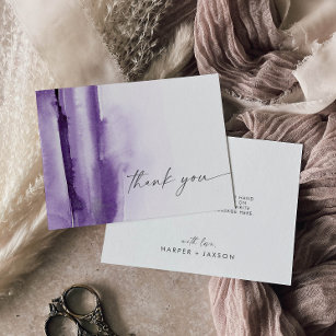 Modern Watercolor   Purple Thank You Card