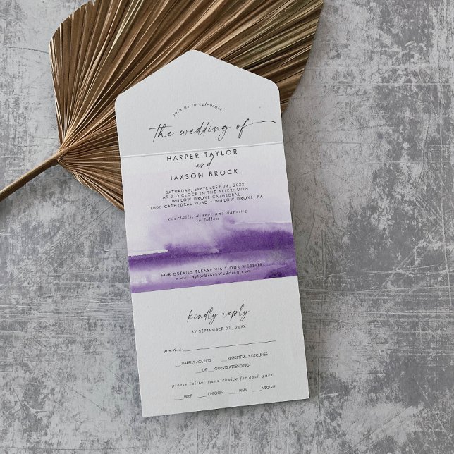 Modern Watercolor | Purple Wedding All In One Invitation (Creator Uploaded)
