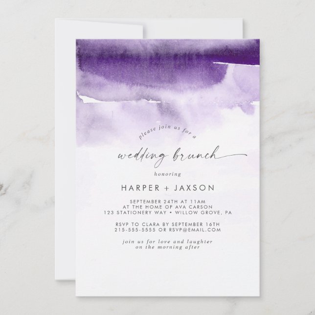 Modern Watercolor | Purple Wedding Brunch Invitation (Front)