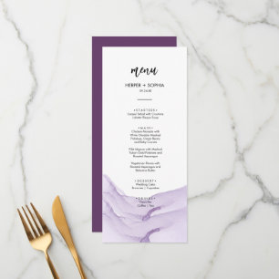 Modern Watercolor Purple Wedding Menu