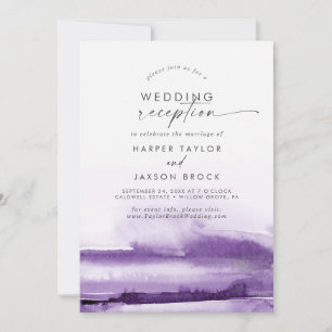 Modern Watercolor   Purple Wedding Reception Invitation
