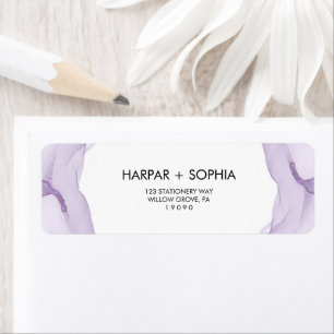 Modern Watercolor Purple Wedding Return adress