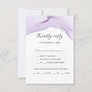 Modern Watercolor Purple Wedding RSVP Card