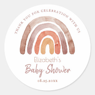 Modern Watercolor Rainbow Baby Shower Thank You Classic Round Sticker