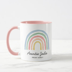 Modern watercolor rainbow girly family gift mug