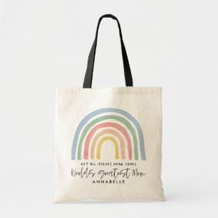 Modern watercolor rainbow mom thank you gift tote  bag