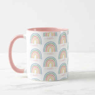 Modern watercolor rainbow pink girly gift  mug
