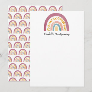 Modern Watercolor Rainbow  Stationery Note Card   