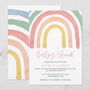 Modern watercolor rainbow stylish baby shower