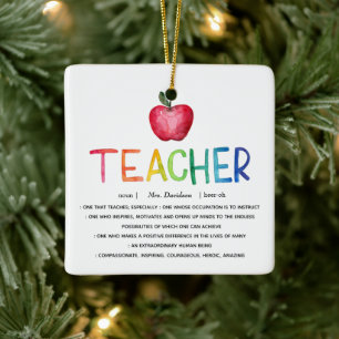 Modern Watercolor Rainbow Teacher Thank You   Ceramic Ornament