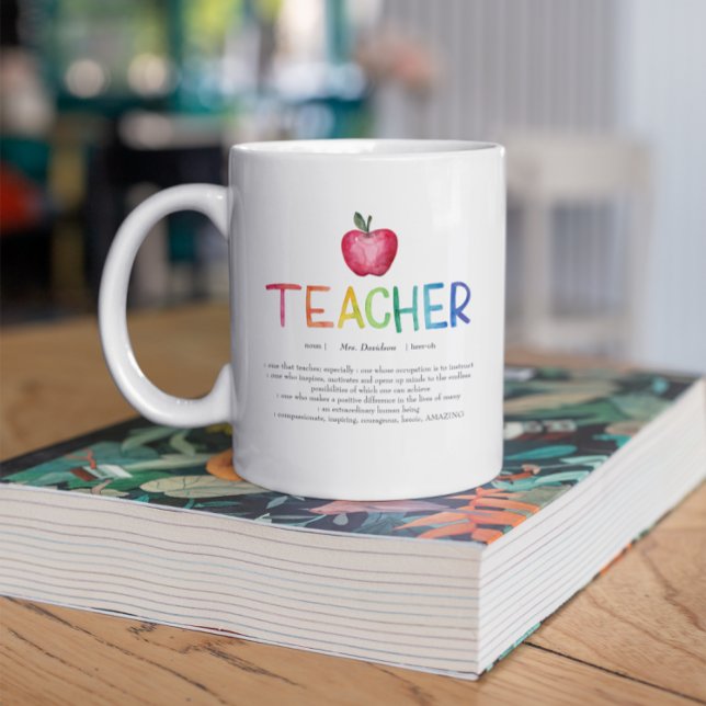 Modern Watercolor Rainbow Teacher Thank You  Coffee Mug (Creator Uploaded)