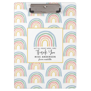 Modern watercolor rainbow teacher thank you cute clipboard