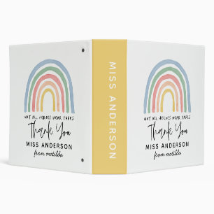 Modern watercolor rainbow teacher thank you gift 3 binder