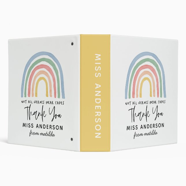 Modern watercolor rainbow teacher thank you gift 3 binder (Background)