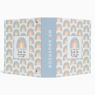 Modern watercolor rainbow teacher thank you gift 3 binder