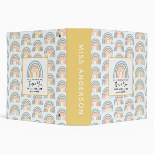 Modern watercolor rainbow teacher thank you gift binder