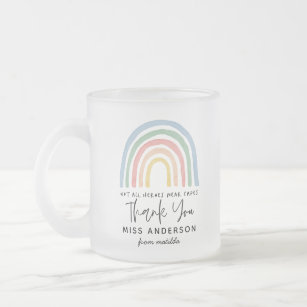 Modern watercolor rainbow teacher thank you gift m frosted glass coffee mug