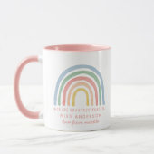 Modern watercolor rainbow teacher thank you gift mug (Left)