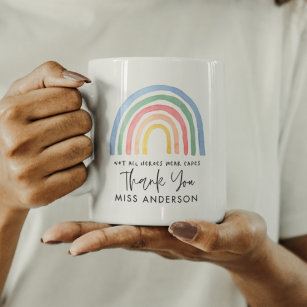 Modern watercolor rainbow teacher thank you gift frosted glass coffee mug