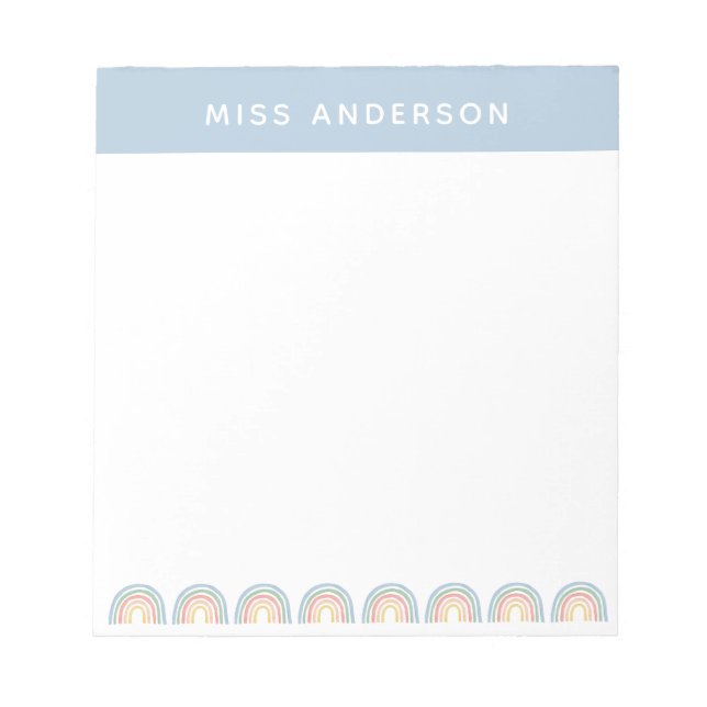 Modern watercolor rainbow teacher thank you gift notepad (Front)
