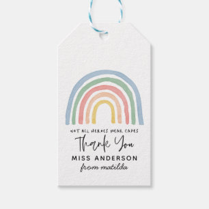 Modern watercolor rainbow teacher thank you gift tags