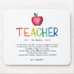 Modern Watercolor Rainbow Teacher Thank You  Mouse Pad<br><div class="desc">You're my hero, teacher. Perfect present for your favourite grade school teacher for Christmas, Back to School, Year End or Teacher Appreciation Day. Personalize with your own definition to create a unique, fun and thoughtful gift. Tell your child's teacher how much he or she has meant to both you and...</div>