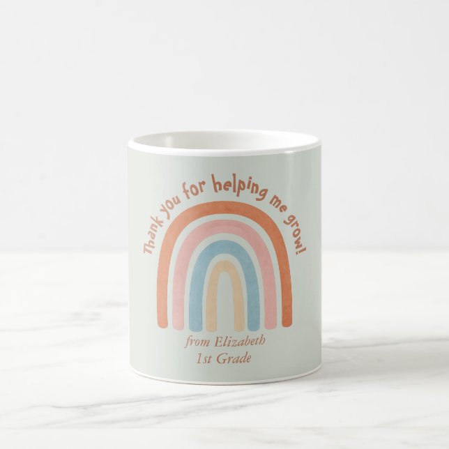 Modern Watercolor Rainbow Teacher Thank You Mug (Center)