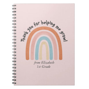 Modern Watercolor Rainbow Teacher Thank You Notebook