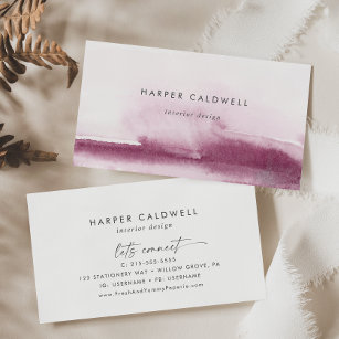 Modern Watercolor   Red Business Card