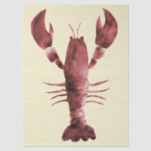 Modern Watercolor Red Cream Lobster Pattern Tissue Paper