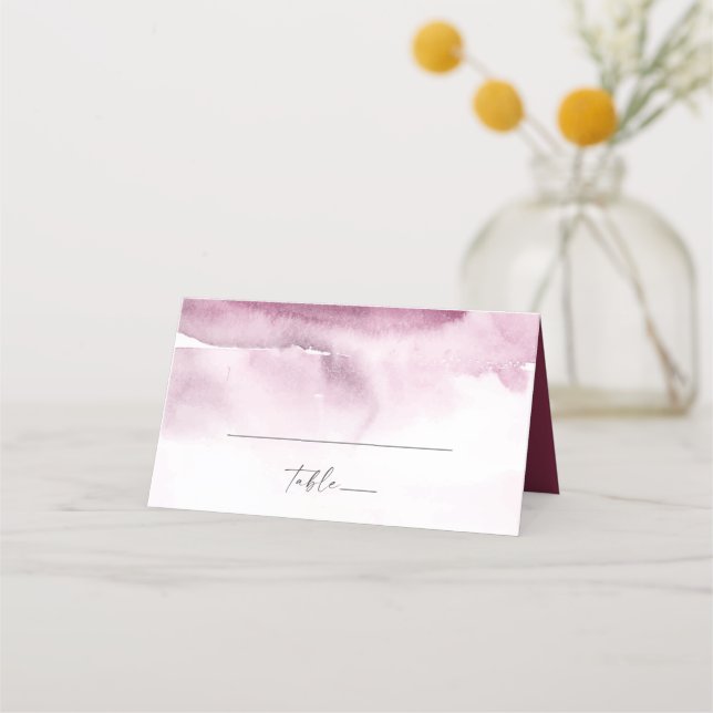 Modern Watercolor | Red Folded Wedding Place Card (Front)