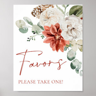 Modern Watercolor Red Winter Christmas Favours Sig Poster